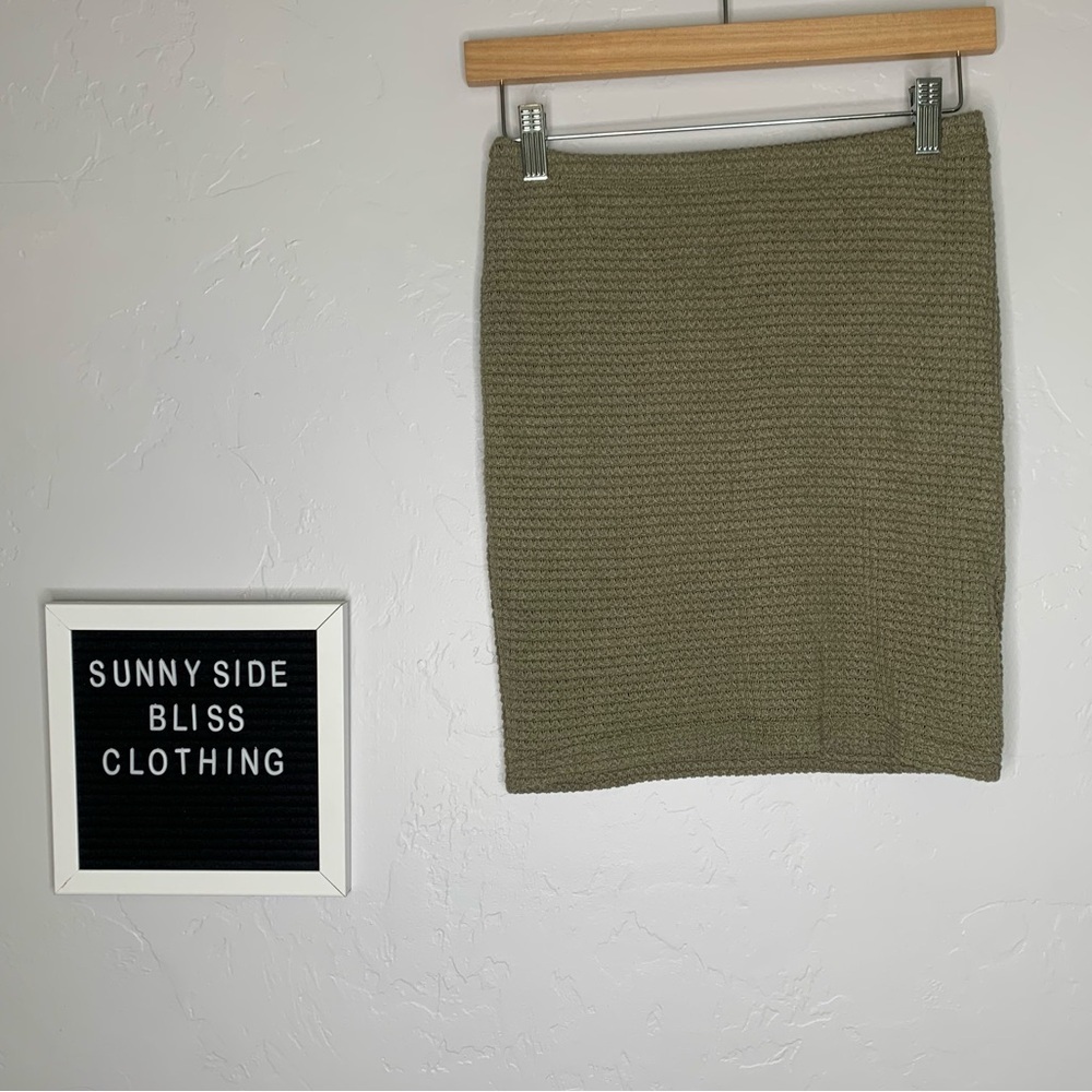 SHEIN Olive Green Knit Mini Bodycon Skirt Stretch Size Small